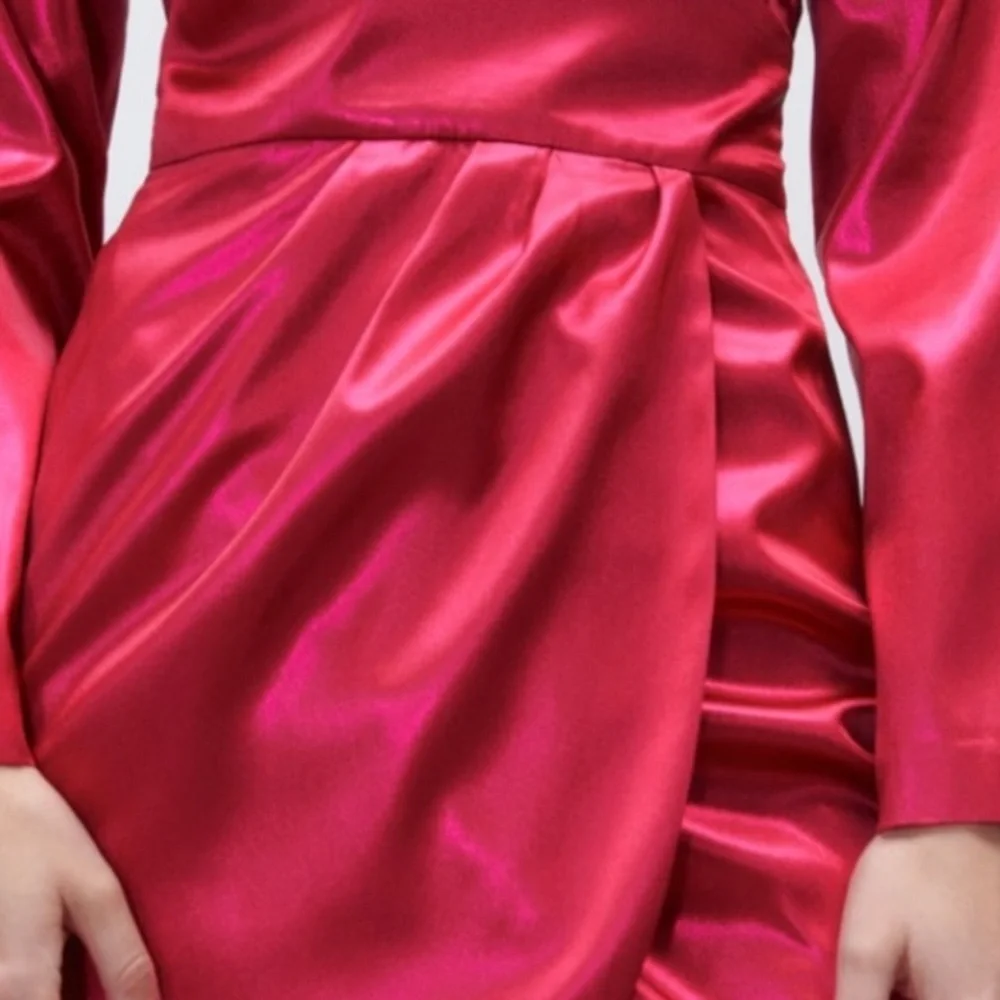 Zara Glam Party Ready Pink Metallic Long Sleeve Mini‎ Dress